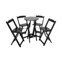 Ver imagem 1 de Mesa Bistrô Dobrável de Madeira Redonda com 4 Banquetas Preta - Cor: Preto