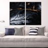 Kit 2 Telas Decorativas Pintura Abstrata Preta - 2