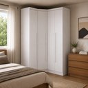 Ver imagem 1 de Guarda Roupa de Canto Safira 4 Portas de Bater 3 Gavetas MDF Neve 290cm