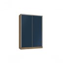 Ver imagem 1 de Guarda-roupa 2 Portas de Correr 2 Gavetas Kappesberg Adapt Nogueira/azul Profundo 158cm