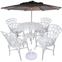 Ver imagem 7 de Conjunto com Mesa Ripada + 4 Cadeiras de Jardim e Piscina + Ombrelone com Base Preto