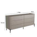 Ver imagem 2 de Cômoda com 6 Gavetas 178cm Pés em Metal 100% Mdf Cor:grigio com Preto