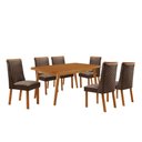 Ver imagem 1 de Mesa de Jantar Copper 180cm Tampo MDF Canto Copo Laminado e 6 Cadeiras Yasmin