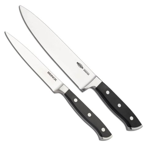 Jogo 2 Facas para Cozinha 5' e 8' Infinity Aço Inox Profissional Chef Brinox