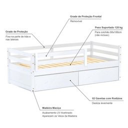 Cama Slim Rb e Gavetão e Mini Escada/escorregador Branco Housin - 2