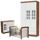 Ver imagem 1 de Quarto de Bebê Mariah 3 Portas com Berço Lara Branco Acetinado Amadeirado - Carolina