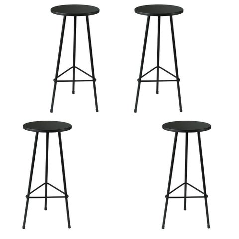 Kit Banqueta para Balcão de Aço Carbono com Assento em Madeira para Churrasqueira Bar Cozinha Balc