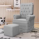 Ver imagem 2 de Poltrona de Amamentação e Descanso com Balanço e Puff Laís G05 Veludo Cinza - Mpozenato