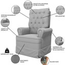 Ver imagem 3 de Poltrona de Amamentação e Descanso com Balanço e Puff Laís G05 Veludo Cinza - Mpozenato