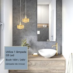 3 Pendente de Cristal para Quarto Metal Dourado G9 Bet42 - 7