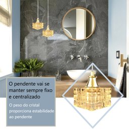 3 Pendente de Cristal para Quarto Metal Dourado G9 Bet42 - 6