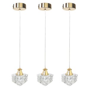 3 Pendente de Cristal para Quarto Metal Dourado G9 Bet42