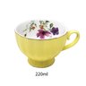 Jogo 6 Xícaras de Chá 220ml C/ Pires Amarelo Floral Cerâmica Importada Premium Elegante Café 12pçs - 9