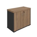 Ver imagem 7 de Conjunto 3 Peças com Mesa para Escritório Diretor em L Armário Baixo e Gaveteiro com Chave Tamburato Nogal Preto Marrom Artany