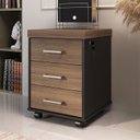 Ver imagem 2 de Kit 3 Peças com Mesa para Escritório Diretor em L Armário Baixo e Gaveteiro com Chave Tamburato