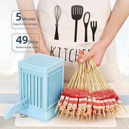 Maquina Espetinho Forma 49 Espetos Churrasco Carne Guia Cortador Rapido Churrasquinho Faca Furador - 4