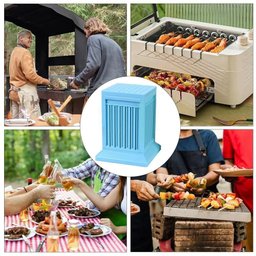 Maquina Espetinho Forma 49 Espetos Churrasco Carne Guia Cortador Rapido Churrasquinho Faca Furador - 7