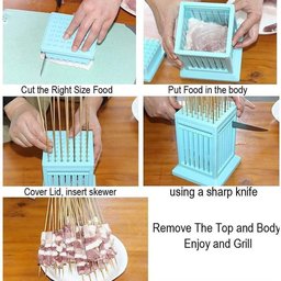 Maquina Espetinho Forma 49 Espetos Churrasco Carne Guia Cortador Rapido Churrasquinho Faca Furador - 8