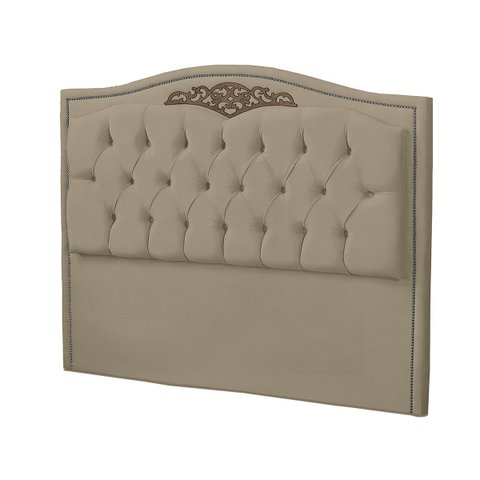 Cabeceira Casal Queen Estofada para Cama Box Maitê Veludo Bege Escuro