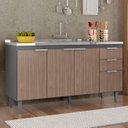 Ver imagem 2 de Balcão de Cozinha com Pia Inox 150cm Pérola Z34 Grafite/freijó - Mpozenato