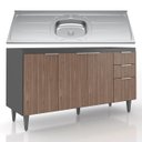 Ver imagem 1 de Balcão de Cozinha com Pia Inox 150cm Pérola Z34 Grafite/freijó - Mpozenato