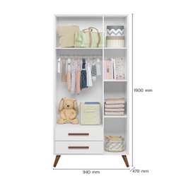 Conjunto Quarto Bebê Q Encanto Retrô Branco Completo Qmovi - 6