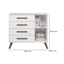 Conjunto Quarto Bebê Q Encanto Retrô Branco Completo Qmovi - 4