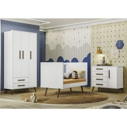 Conjunto Quarto Bebê Q Encanto Retrô Branco Completo Qmovi - 2