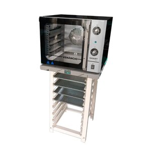 Forno Turbo Convec. Preto e Inox FCSB4E 220V + Bancada MES-004 + 4 Assadeiras - Venâncio