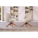Ver imagem 2 de Poltrona Decorativa Lilli Boucle Off White com Base Giratória em Madeira
