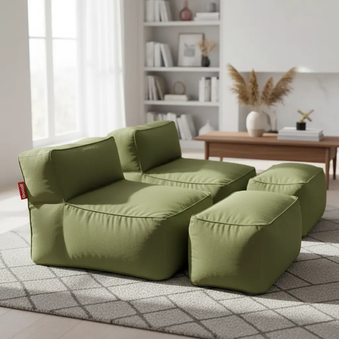 Kit Duplo Puff Brisa com Apoio Conforto Áreas Externas Good Pufes Poltrona Enchimento Perolas Eps