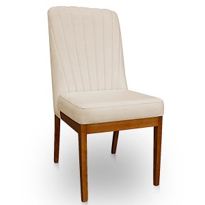 Kit 2 Cadeiras Auri para Sala de Jantar Cozinha Madeira Maciça Veludo Bege