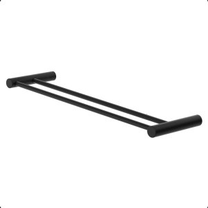 Porta Toalha Duplo para Banheiro Toalheiro 50cm Suporte Redondo Barra Grego Metal Preto Fosco Orion