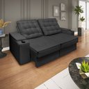 Ver imagem 2 de Sofá 2,30m Retrátil e Reclinável com Usb – Grande, Confortável e Moderno para Sala de Estar:preto