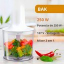 Ver mais imagens de Mixer Portátil 3 em 1 com Batedor Potente, Triturador, 250W, Branco 110V