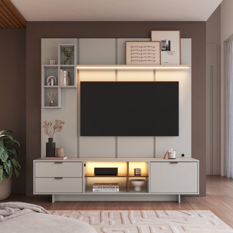 Conjunto Rack e Painel para TV até 55 Polegadas com LED Arenas
