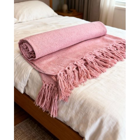 Manta em Algodão para Sofá 1,80 x 2,30 Rosa Manta para Sofá Colcha para Cama Solteiro