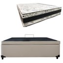 Ver imagem 2 de Cama Base Box Baú Casal Super Confort Sintético Bege + Colchão Casal Super Confort D33 28x138x188