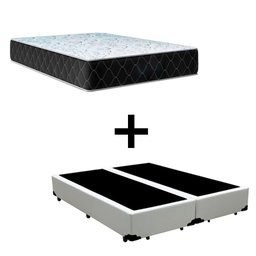 Cama Box King 193 Tecido Sintético Branco com Colchão Marrocos - Poliéster - Espuma D33 30cm - 1