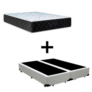 Cama Box King 193 Tecido Sintético Branco com Colchão Marrocos - Poliéster - Espuma D33 30cm