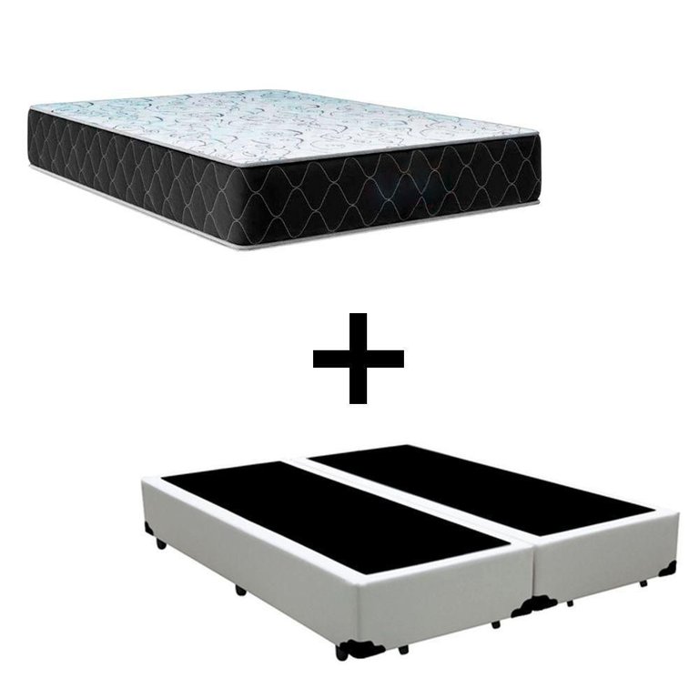 Cama Box King 193 Tecido Sintético Branco com Colchão Marrocos - Poliéster - Espuma D33 30cm Cama Box King 193 Tecido Sintético Branco com Colchão Marrocos - Poliéster - Espuma D33 30cm