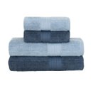 Ver imagem 1 de Jogo de Toalha 4 Peças - Fio Penteado - Canelado - 100% Algodão - Buddemeyer Cor: Azul Escuro 1950 /