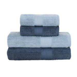 Jogo de Toalha 4 Peças - Fio Penteado - Canelado - 100% Algodão - Buddemeyer Cor: Azul Escuro 1950 /