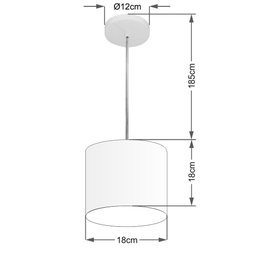 Lustre Pendente Cilíndrico Vivare Md-4046 Cúpula em Tecido 18x18cm - Bivolt - Café - Bivolt - 2