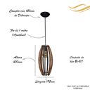 Ver imagem 2 de Luminária Lustre Pendente Madeira Teto Sala Quarto Cozinha Balcão Dubai Carvalho