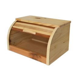 Caixa Porta Pão Grande em Madeira Pinus  Natural com Tampa Basculante - 2