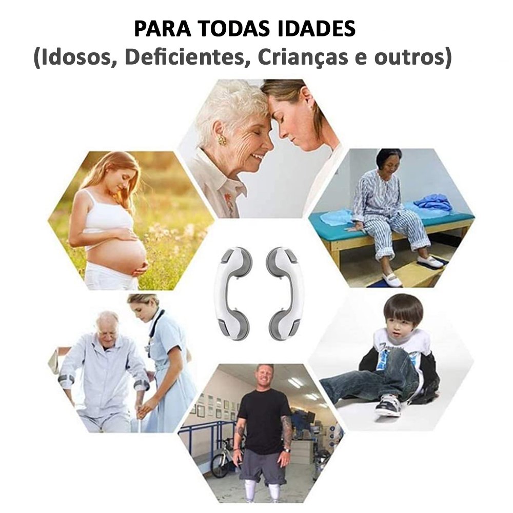 Alça Barra de Apoio Com Ventosa Kit 2 Und Banheiro Portas Varanda Idosos Deficientes - 5