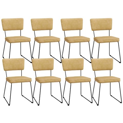 Kit 8 Cadeiras Decorativa Estofada para Sala de Jantar Allana L02 Couríssimo Casco Fendi - Lyam Deco