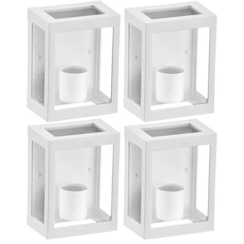 Kit 4 Arandelas de Parede Grade Aberta Branca Termoplástico E27 Lente Transparente Dital Interna e