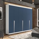 Ver imagem 1 de Roupeiro Casal Porto com 6 Portas 4 Gavetas 242x214cm Branco/Azul 240825